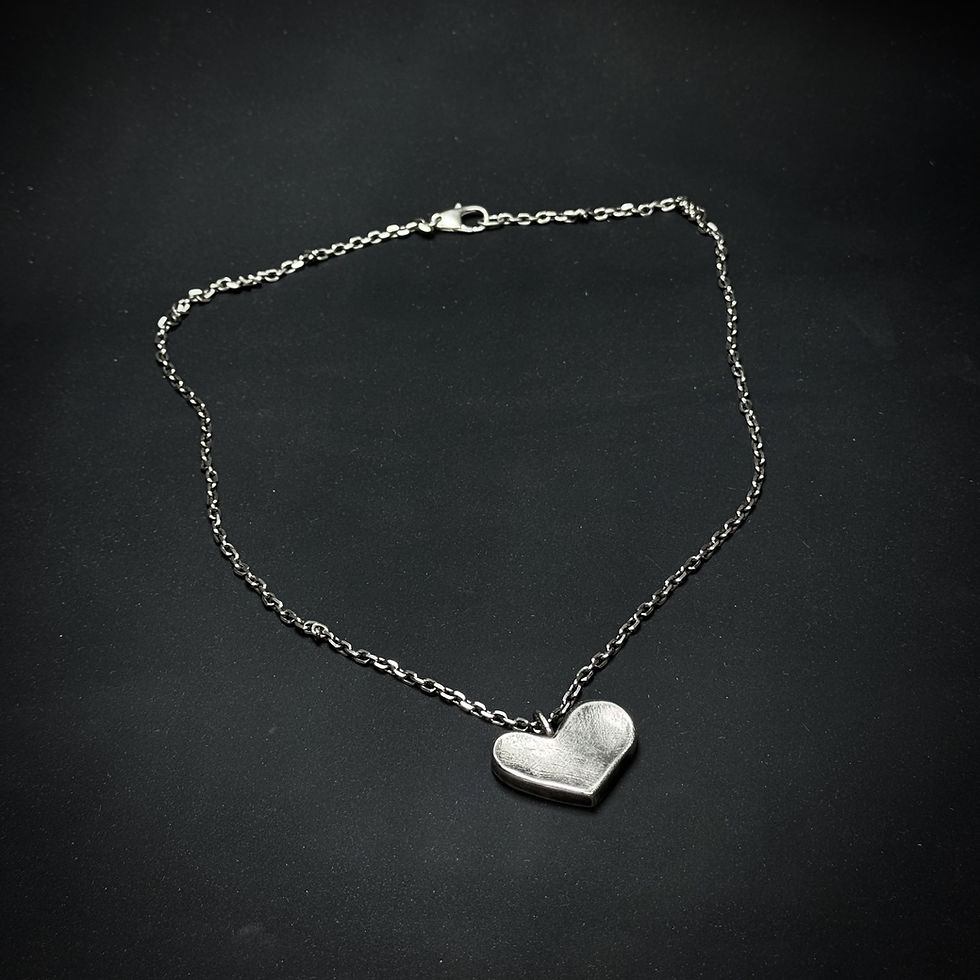 Thumbnail: Silver hollow heart pendant necklace