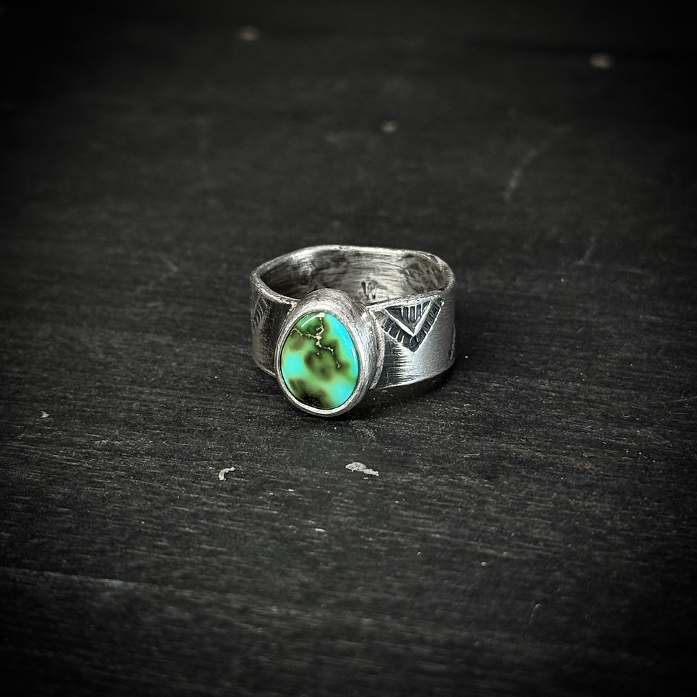 Handmade silver double melting ring with Turquoise
