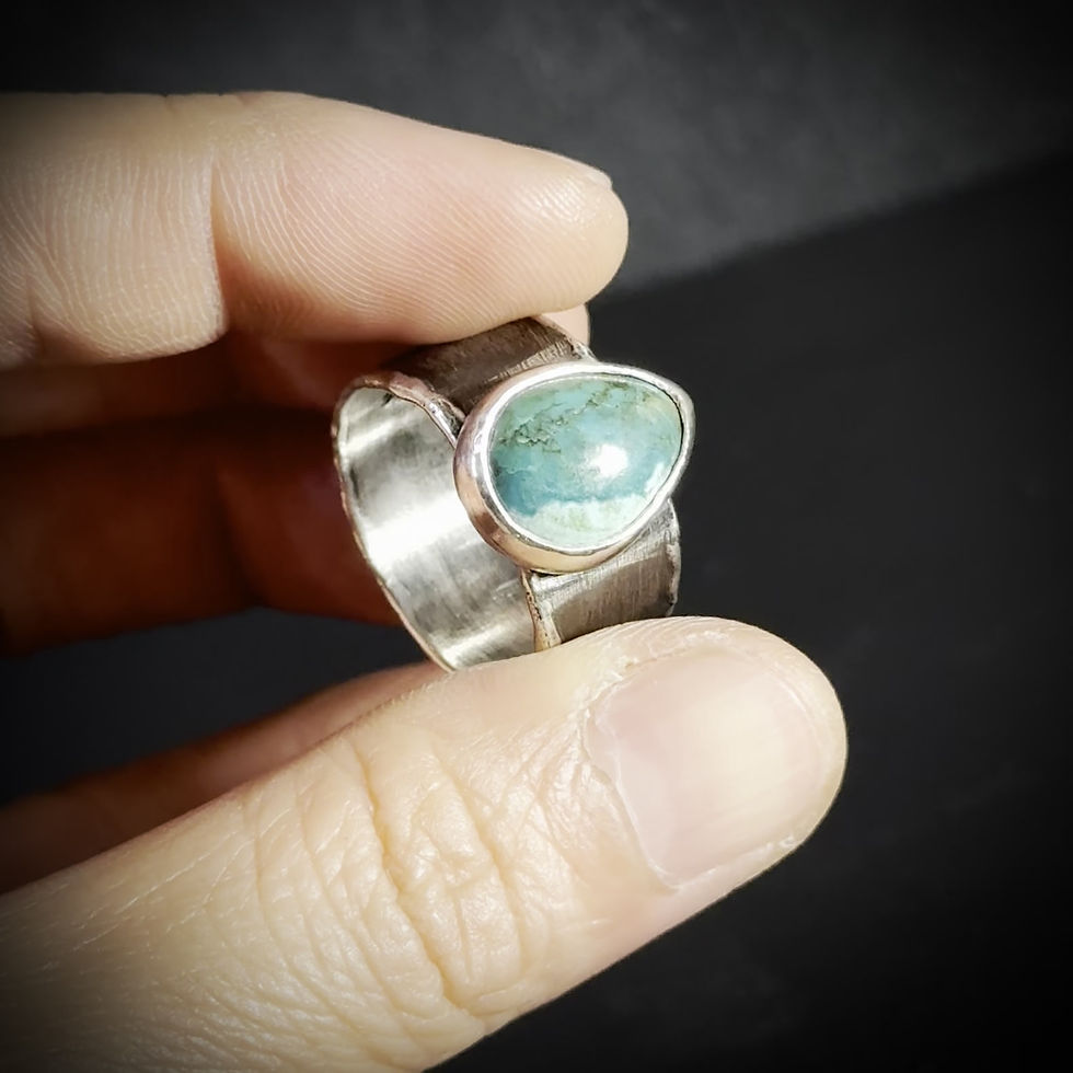 Thumbnail: Handmade silver turquoise ring