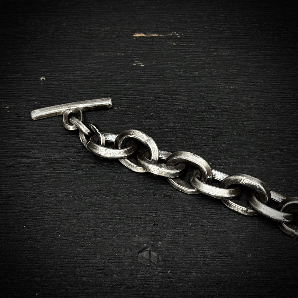 縮圖：Handmade silver chain link bold bracelet 3mm