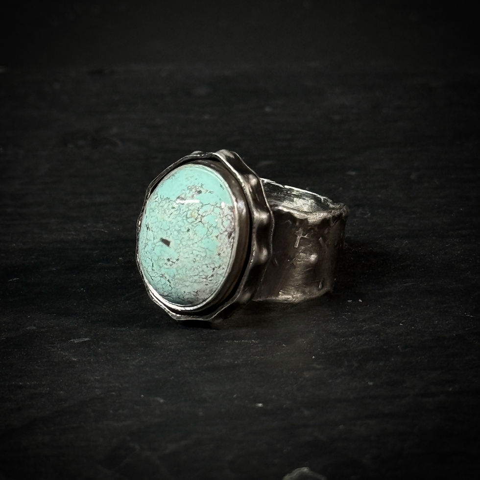 Thumbnail: Handmade silver navajo turquoise ring