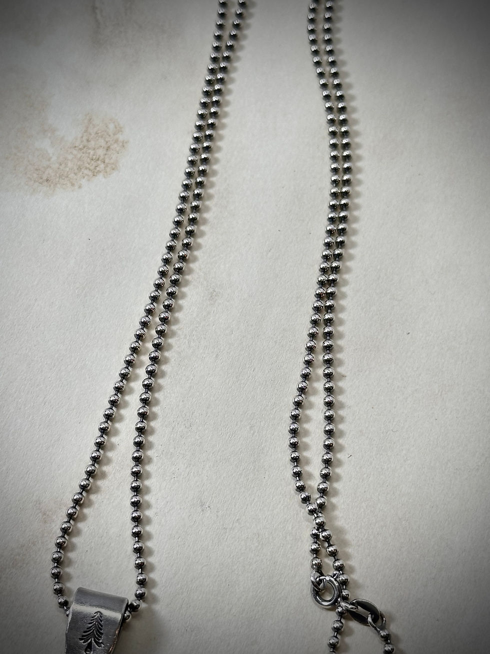 Thumbnail: Hand stamped silver necklace with agate