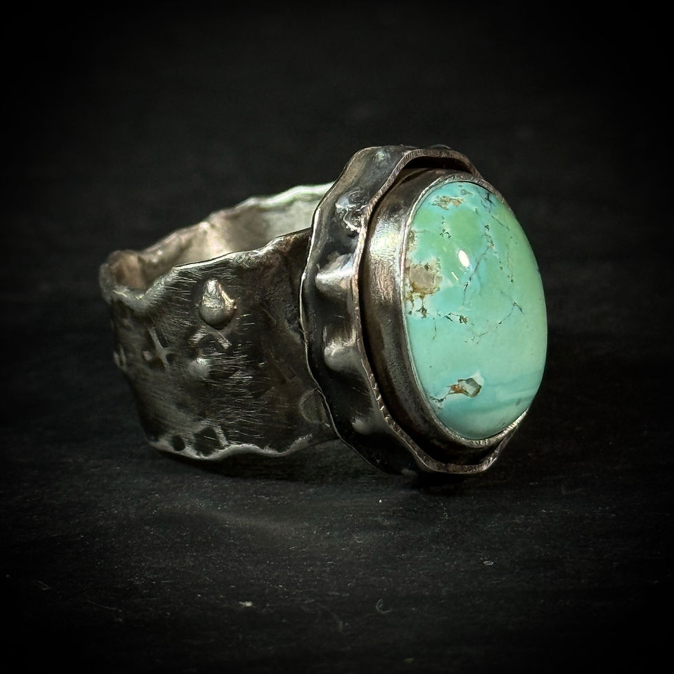 Thumbnail: Handmade silver navajo turquoise ring