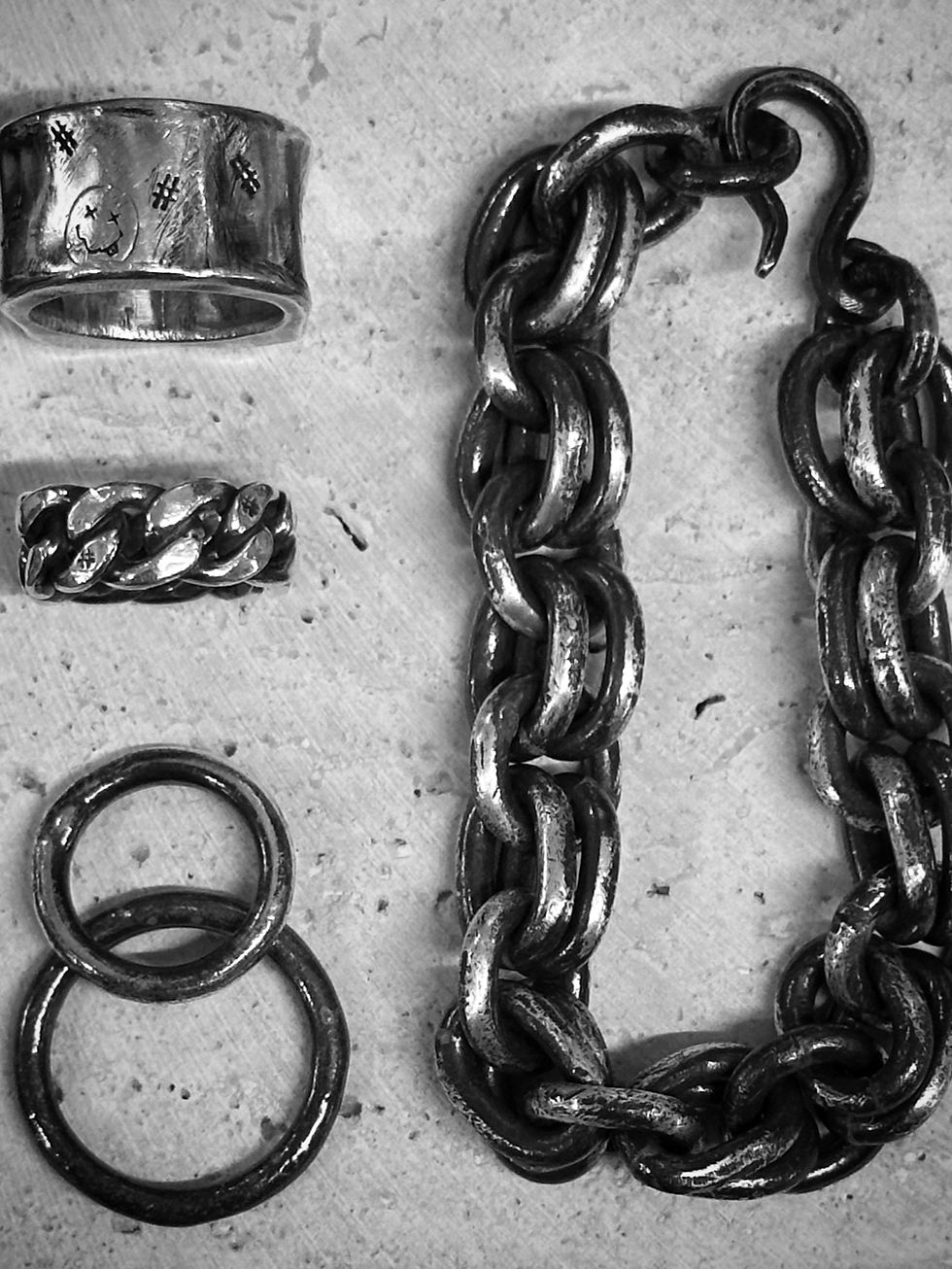 Thumbnail: Handmade silver bracelet with double chain link - 3mm