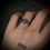 Thumbnail: Handmade silver braid ring with turquoise