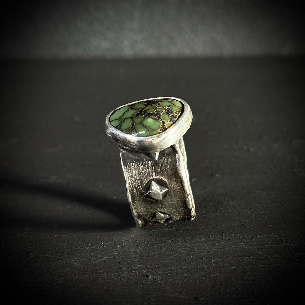 Thumbnail: Handmade silver navajo turquoise ring