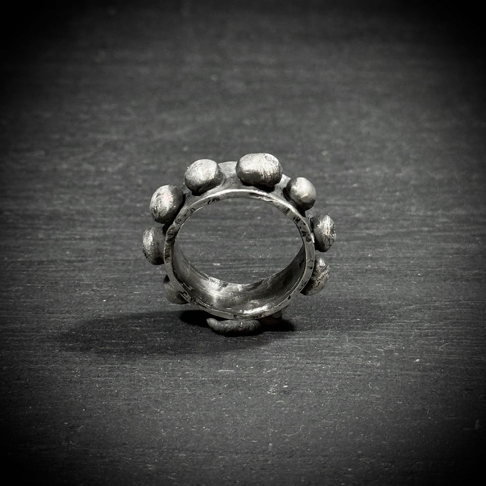 Thumbnail: Handmade rugged beads bold Vikings ring 7mm
