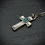 Thumbnail: Hollow cross necklace with Blue Apatite