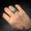Thumbnail: Handmade silver navajo patterned ring with Jade