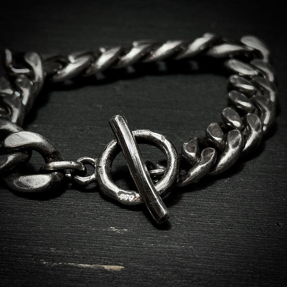 縮圖：Handmade cuban silver bold bracelet 13mm
