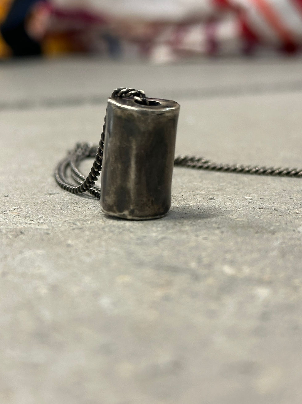 Thumbnail: Hollow pendant silver necklace - toilet roll