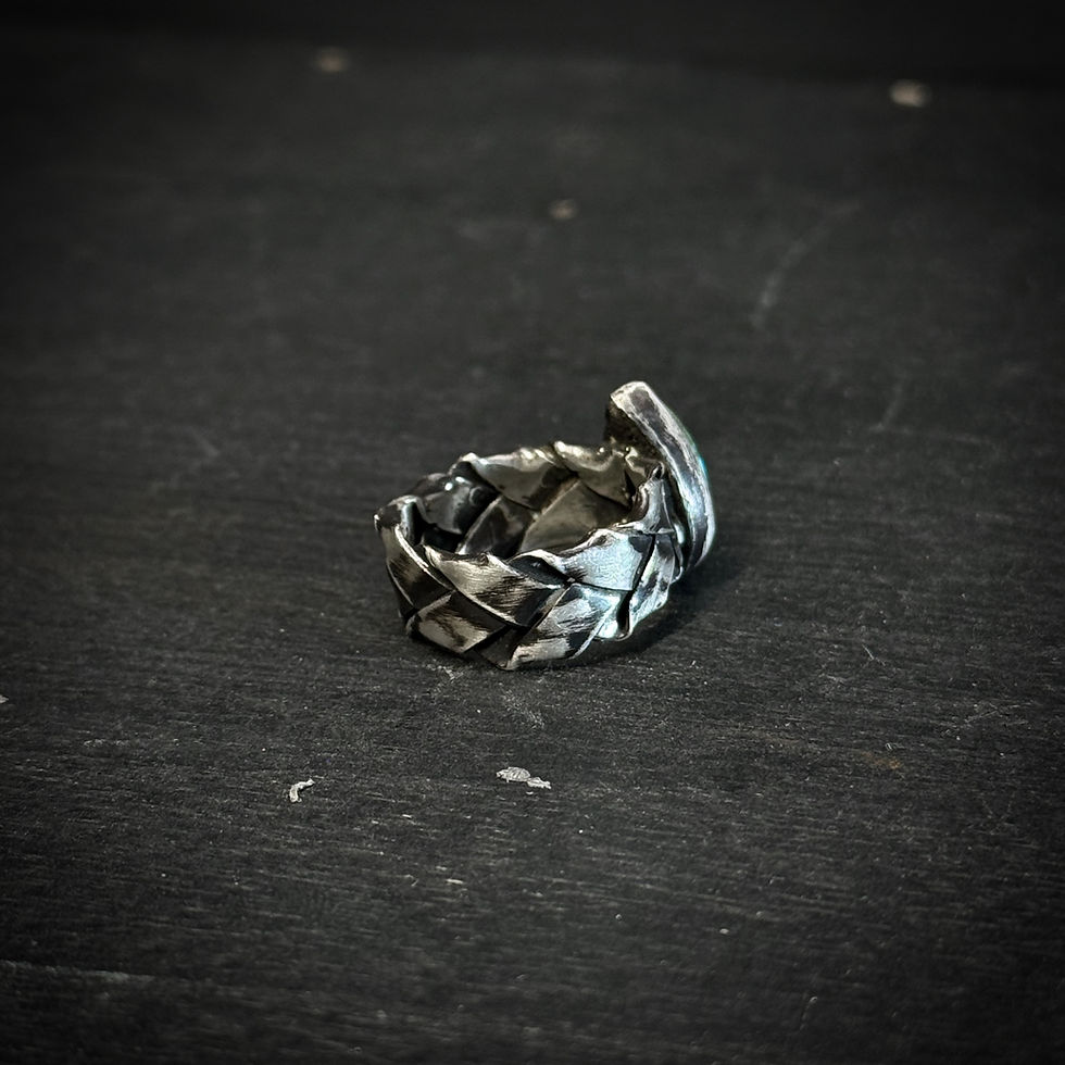 縮圖：Handmade silver weaving ring with Turquoise