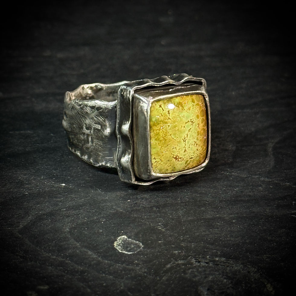 Thumbnail: Handmade silver navajo square turquoise ring