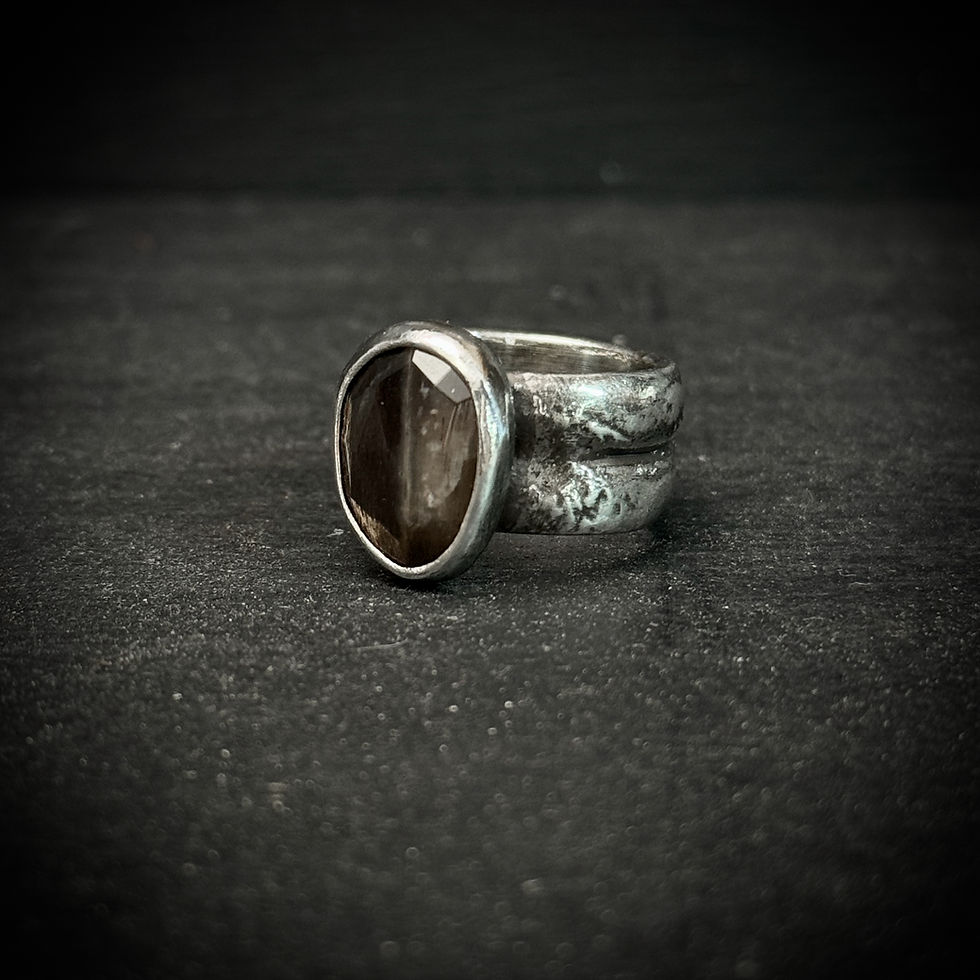 Handmade silver ring with brown tourmaline
