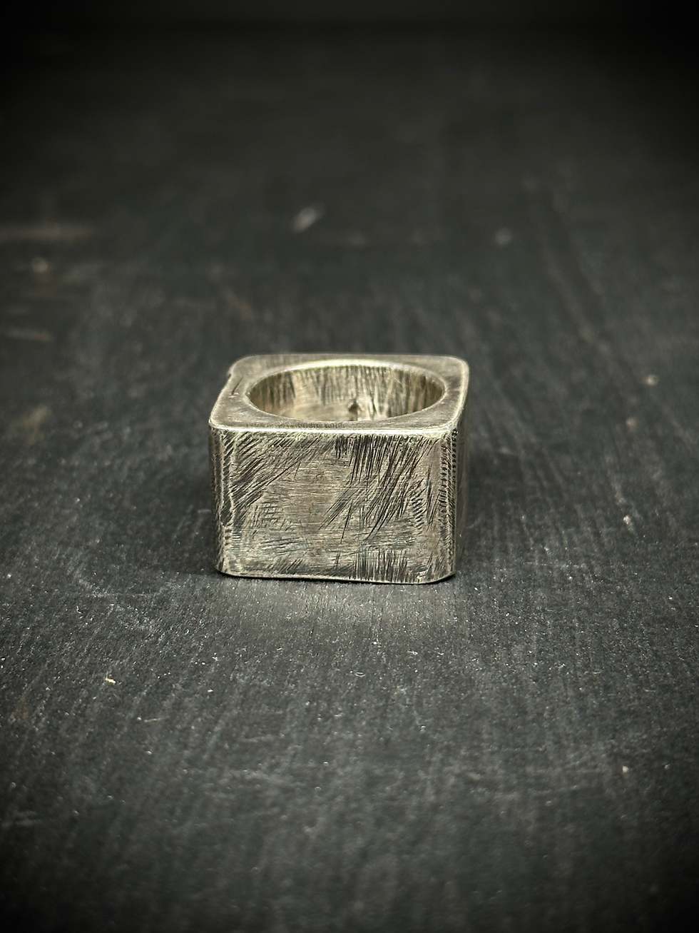 Thumbnail: Handmade silver bold hollow square ring