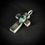 縮圖：Handmade silver hollow cross necklace with marquise turquoise