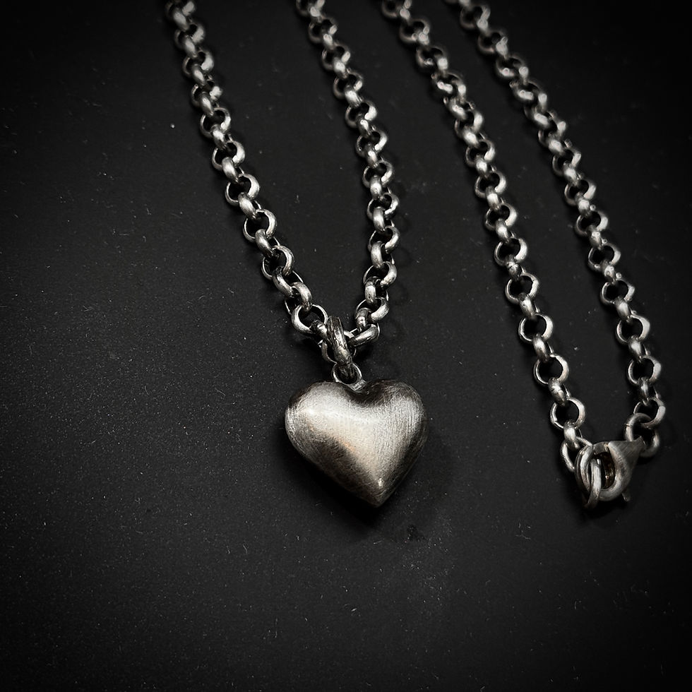 Silver hollow heart pendant necklace