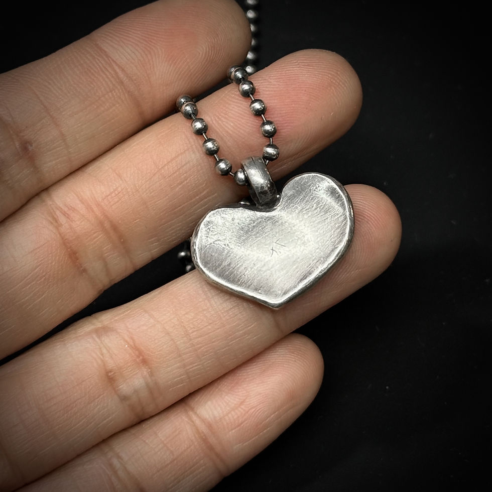 Thumbnail: Silver hollow heart pendant necklace