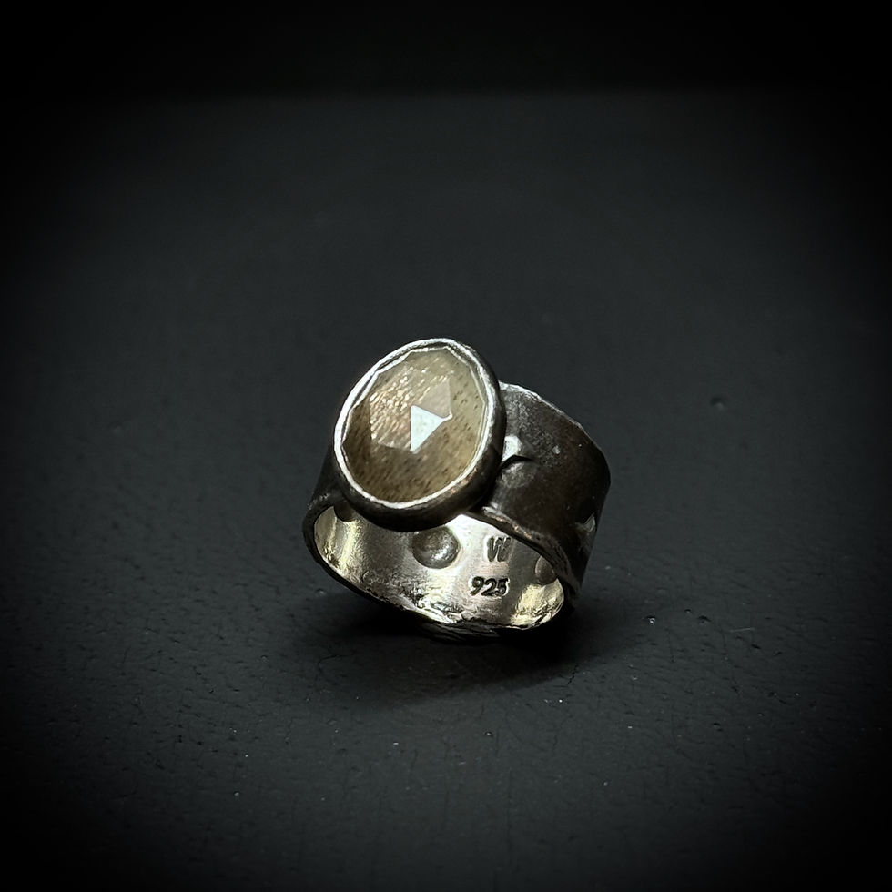 Thumbnail: Handmade silver ring with brown tourmaline