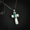 Thumbnail: Handmade silver hollow cross necklace with marquise turquoise