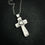 Thumbnail: Handmade silver hollow cross necklace with moonstone