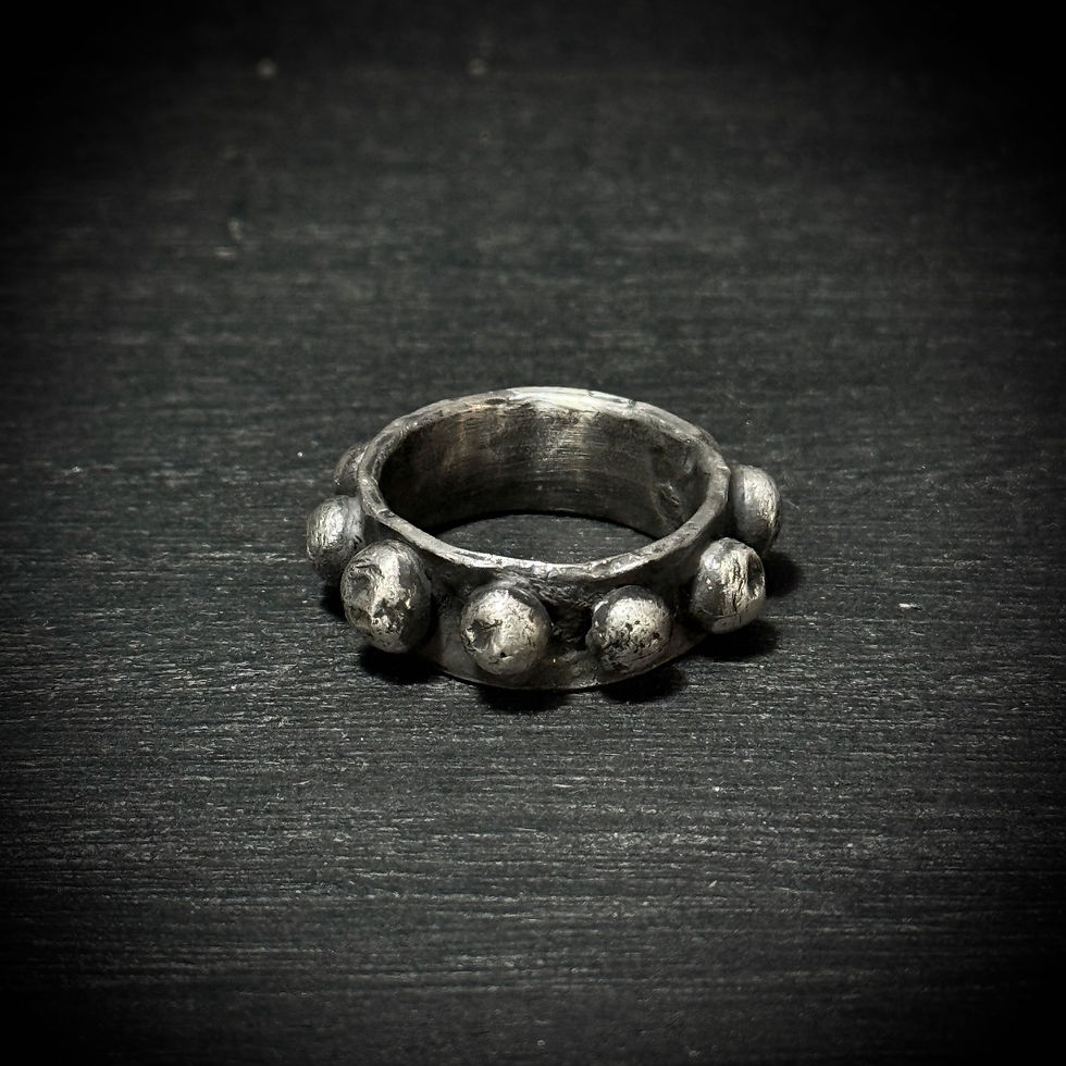 Thumbnail: Handmade rugged beads bold Vikings ring 7mm