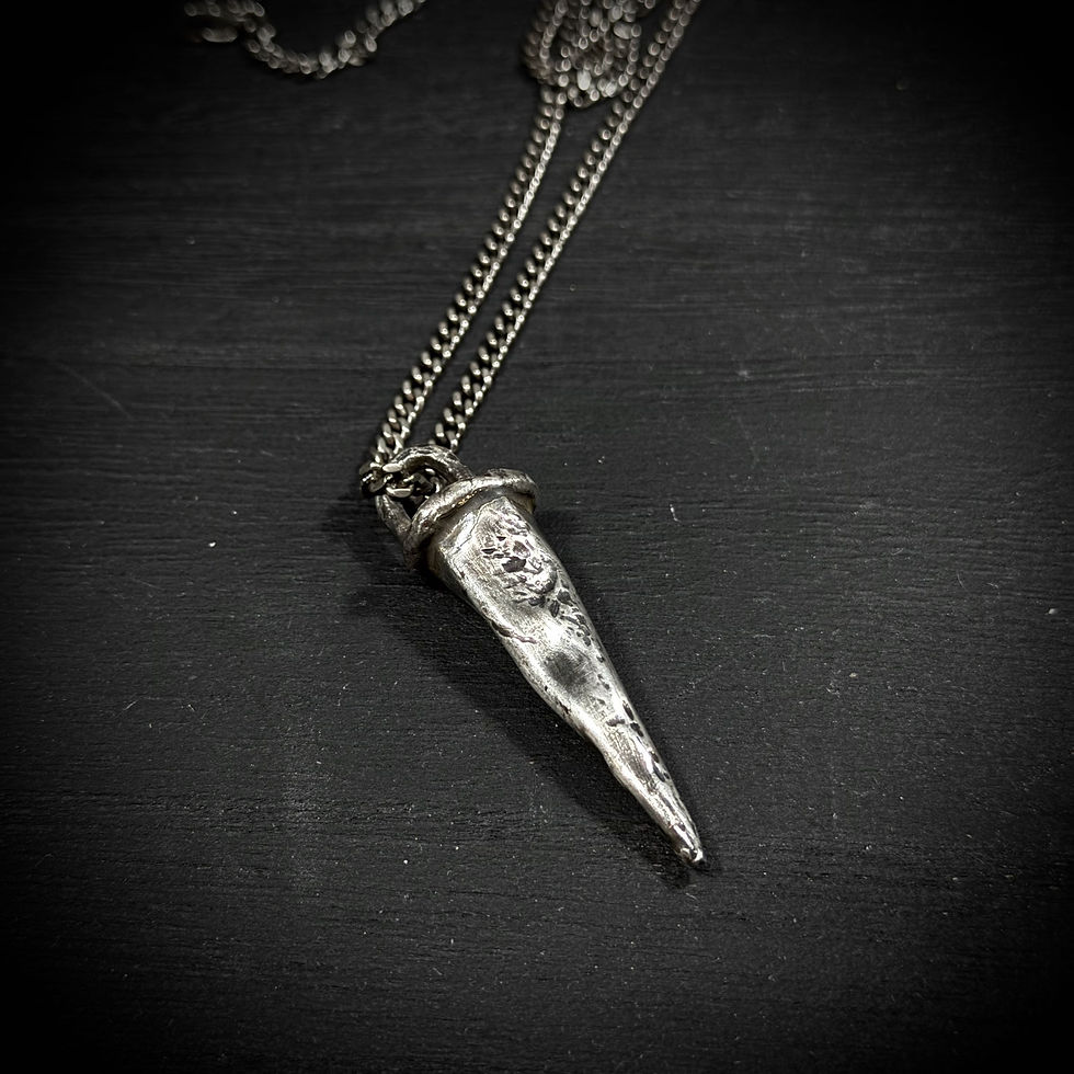 Thumbnail: Handmade silver hollow necklace - cone