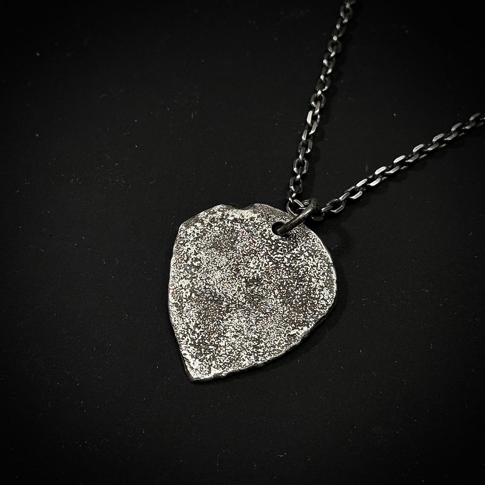 Handmade silver guitar pick LOVE HATE pendant necklace
