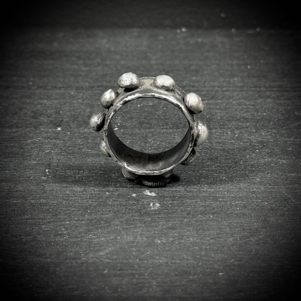 縮圖：Handmade rugged beads bold Vikings ring 10mm