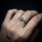 Simple silver ring with tear drop B jade