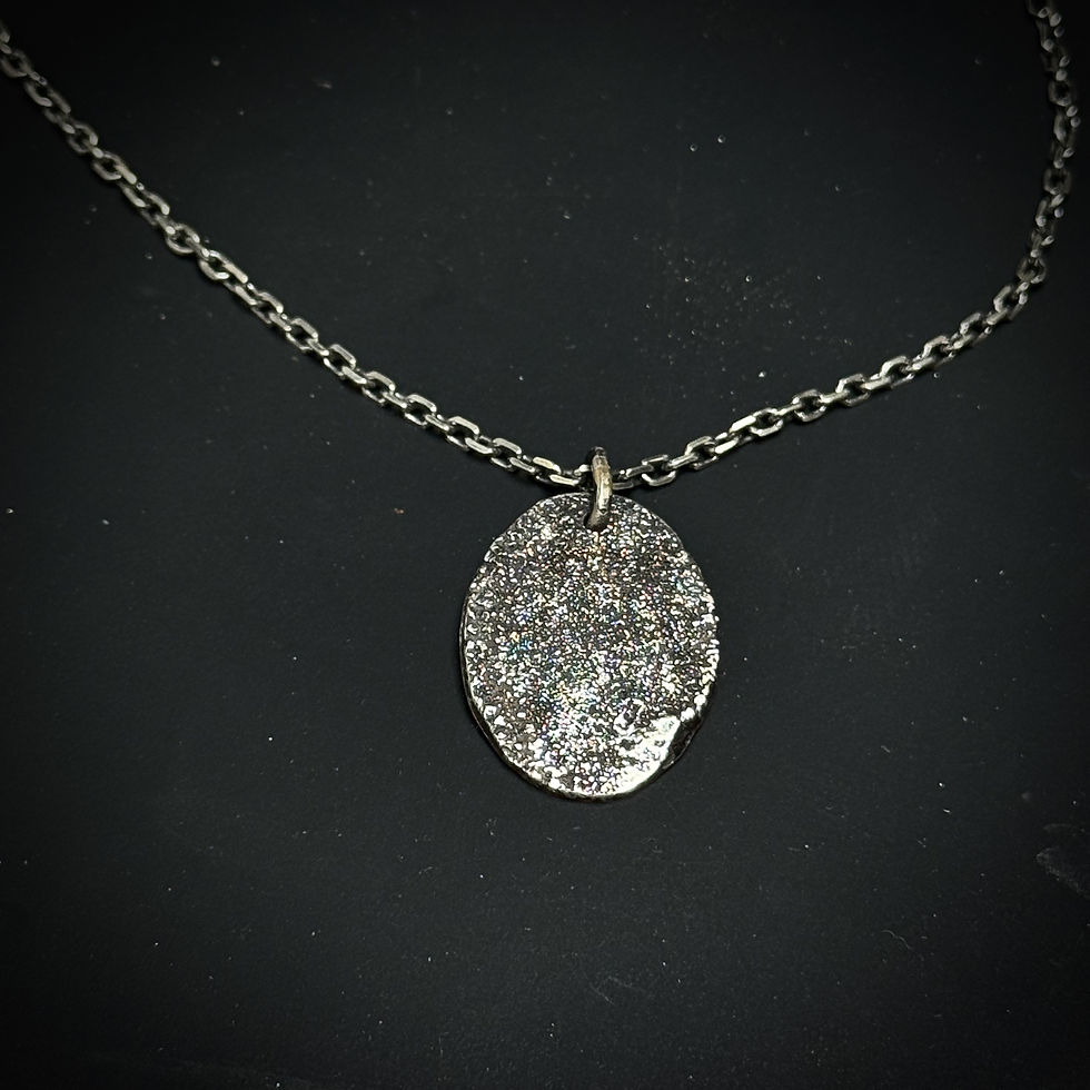 Thumbnail: Handmade silver STAY REAL rustic pendant necklace