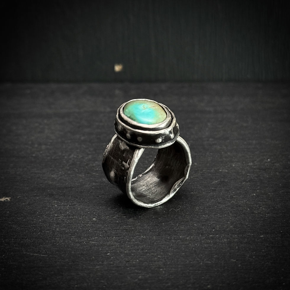 Thumbnail: Handmade silver navajo turquoise ring