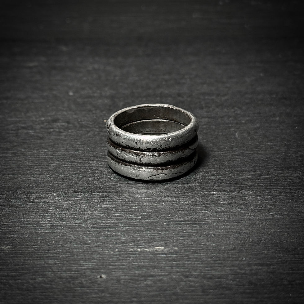 Handmade silver melting ring - triple