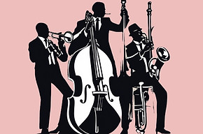 AI PLACEHOLDER simple silhouette logo of jazz band including bass, trumpet, musicians.jpg
