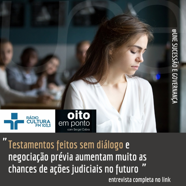 Entrevista na rádio Cultura FM, programa oito em ponto. Cinthia Kawata Habe. Testamentos e planejamento sucessório na empresa familiar.