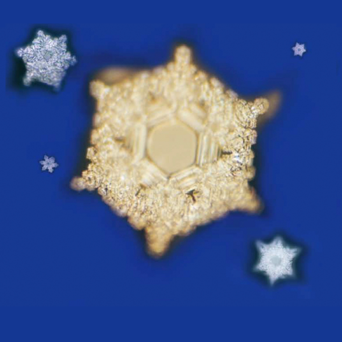 Veja, essa é a foto de um cristal de água. Observe com brilha e dança.