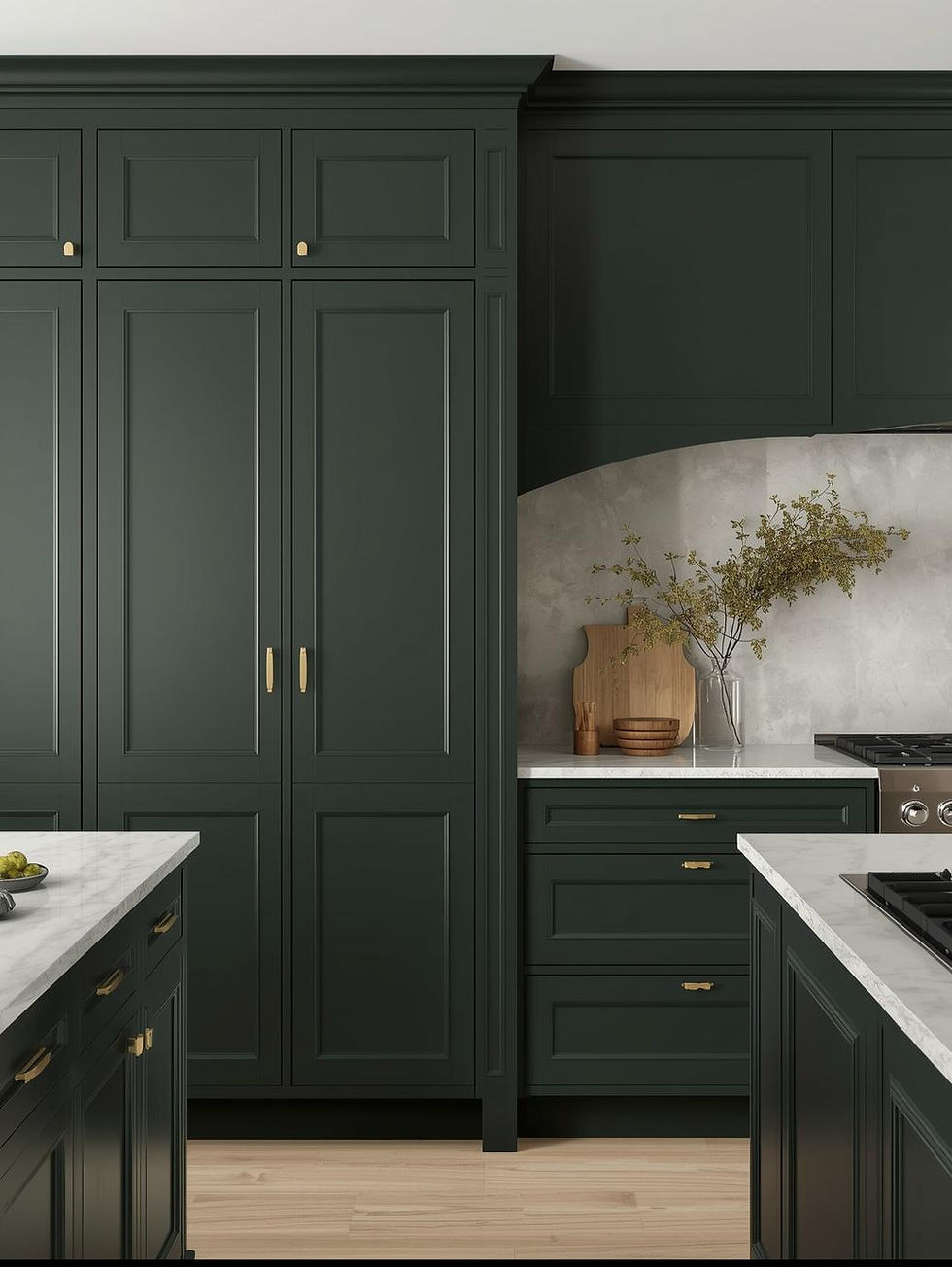 kitchen cabinets with paint dark green finish