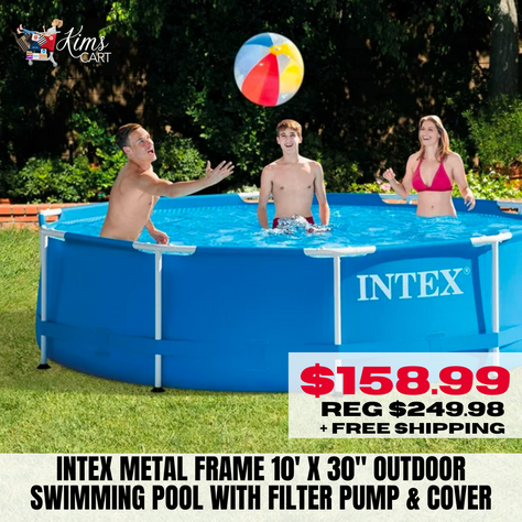 ๐ฆ Keep the kids cool this summer with this Intex Metal Frame 10' x 30" Outdoor Swimming Pool