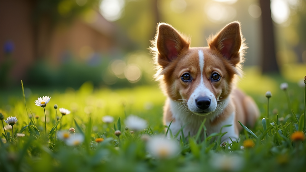Close-up view of a dog-safe garden bed with pet-friendly plants