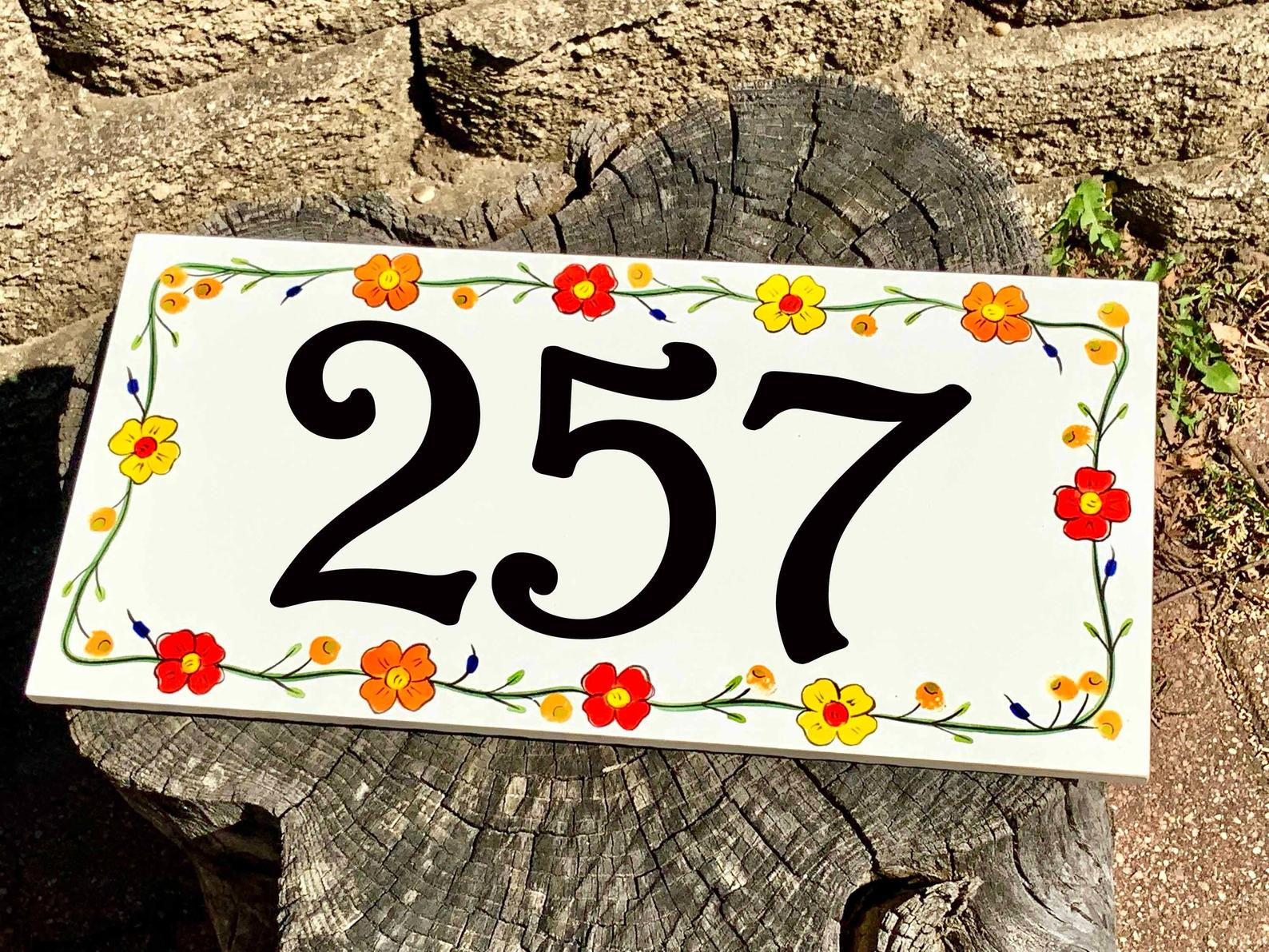 Tiny flowers door numbers