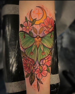 Flowers and Luna Moth