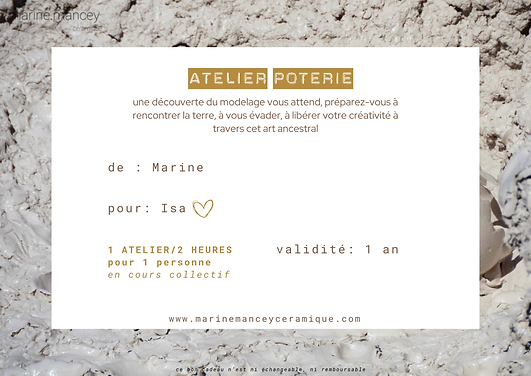 Prototype Carte Cadeau poterie rennes