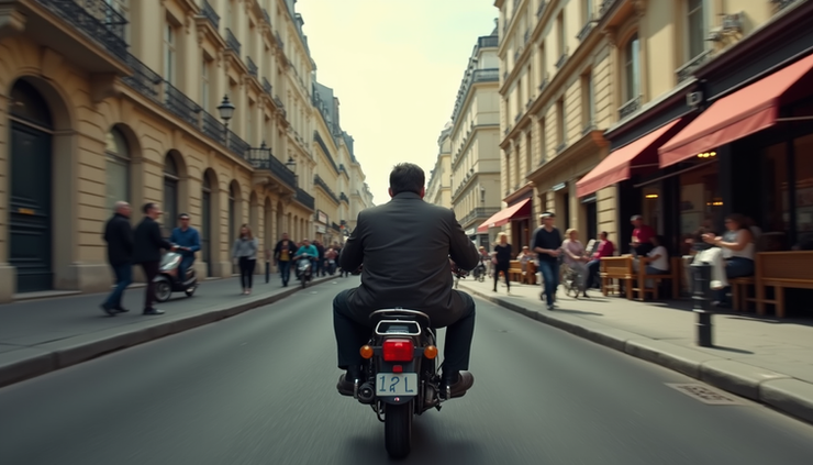 منظر عين الطائر لجولة sidecar في شوارع باريس القديمة