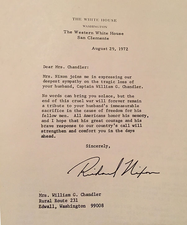 President Nixon letter Chandler aug 29 1