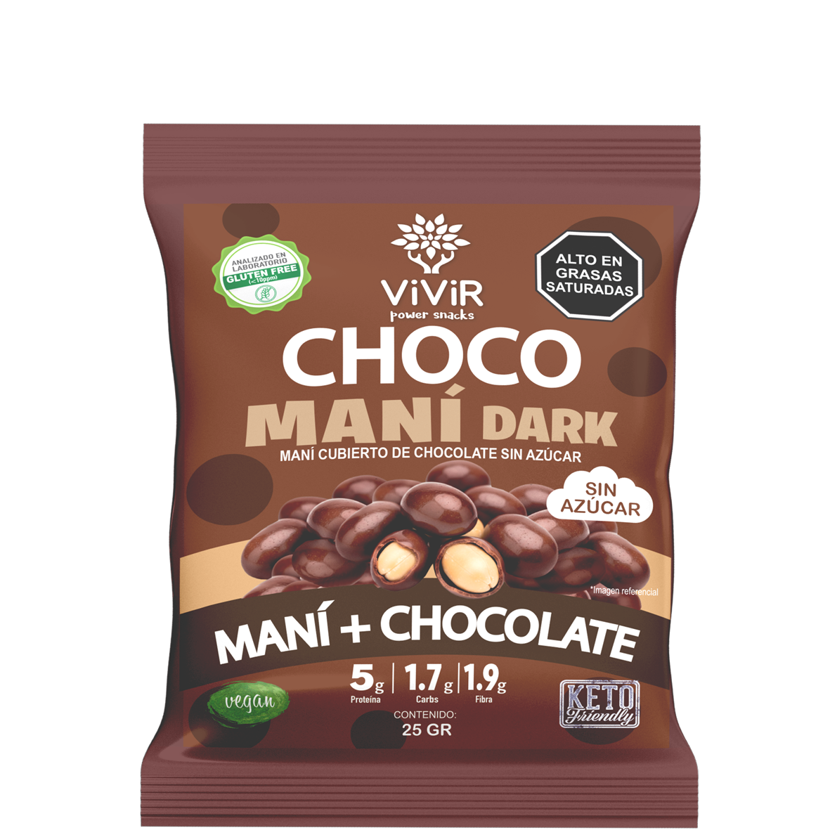 Maní cubierto de chocolat sin azúcar - keto friendly, apto para diabéticos