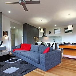 Stylish lounge room with pool table