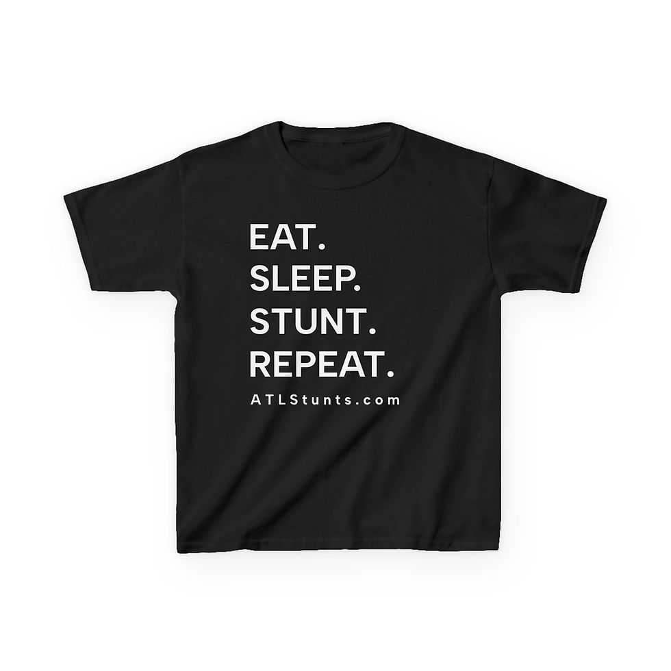 Thumbnail: Kids Tee — "Eat. Sleep. Stunt. Repeat." Stunt Team Shirt (ATL Stunts)