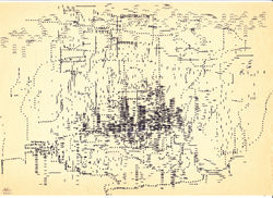 Skyline; Schreibmaschine; auf Originalpapier; 1984; imachd.