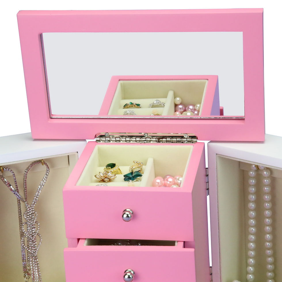 Thumbnail: Wooden Jewelry Cabinet Box Pink White Two Tone Storage Jewellery Organizer Gift