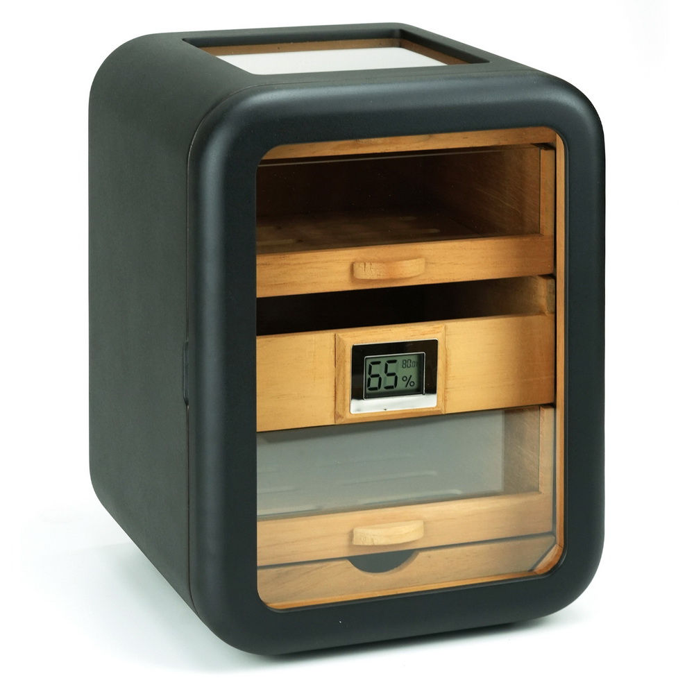 Luxurious Cedar Wood Cigar Humidor Storage Case See-thru Door and Top